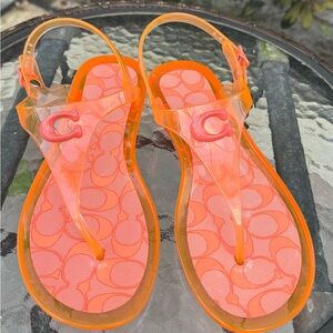 Coach jelly thong tangerine sandal size 6